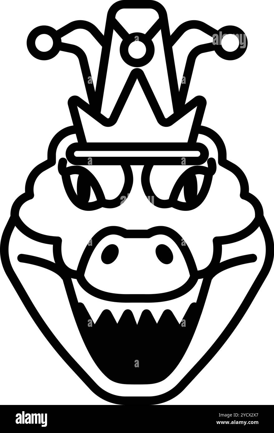 A cartoon crocodile with a crown on its head Stock Vector