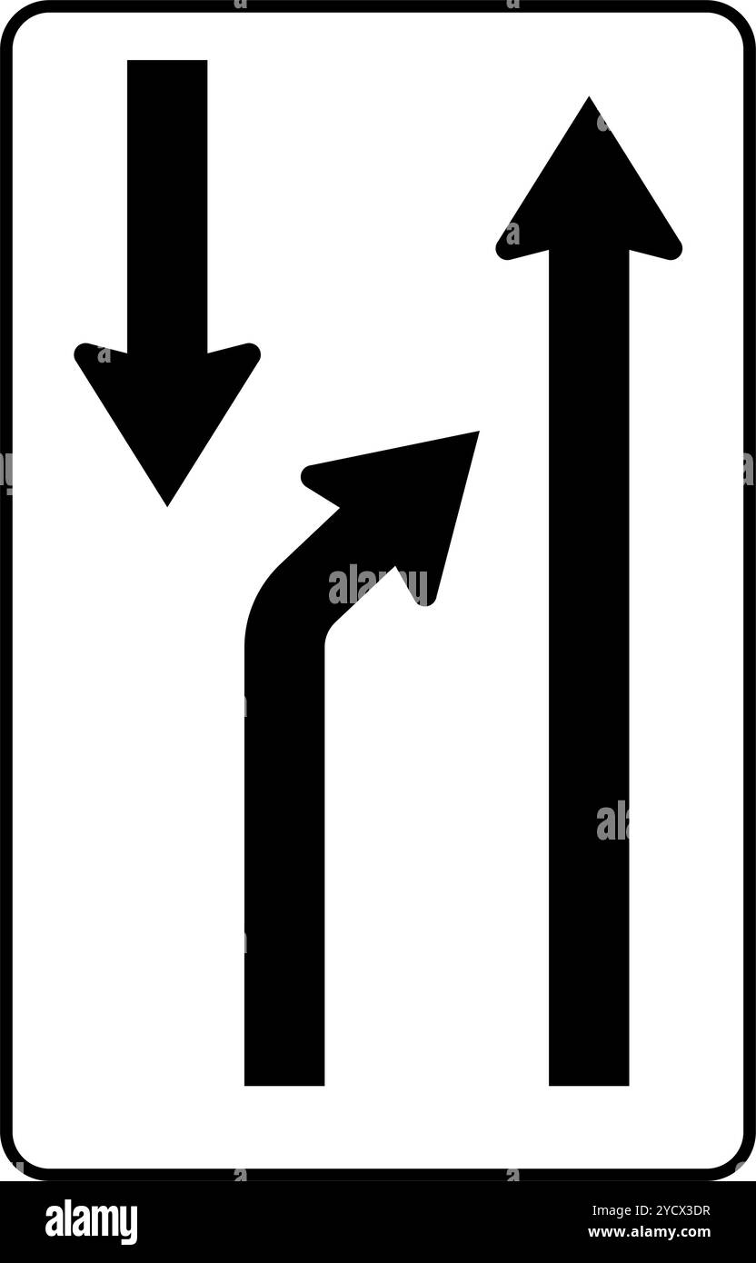 Two lanes merge into one in my driving direction, Informational signs ...