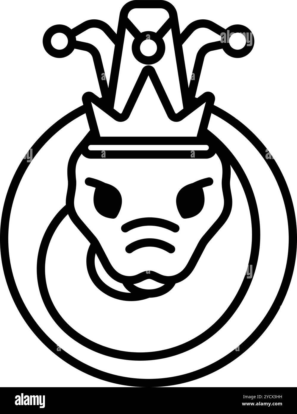 A cartoon of a snake with a crown on its head Stock Vector