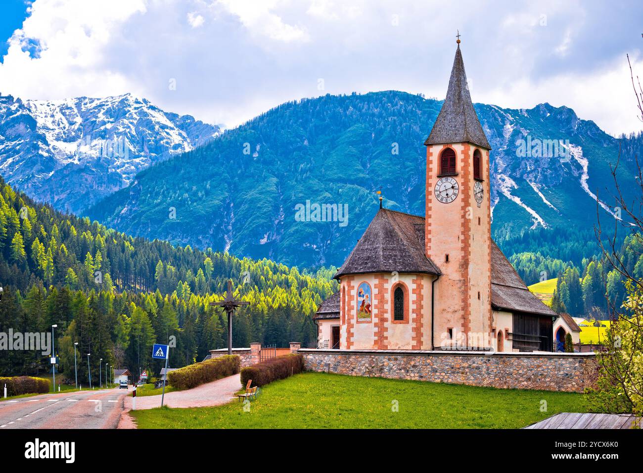 Church in the Alps near Lago di Braies Stock Photo - Alamy