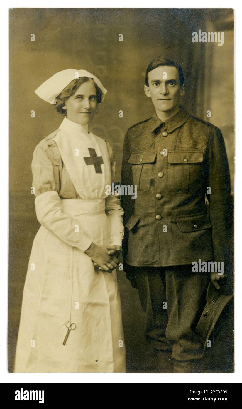 1918 WW1 postcard wedding photo of British soldier and his wife 1918 WW1 postcard wedding photo of British soldier and his wife