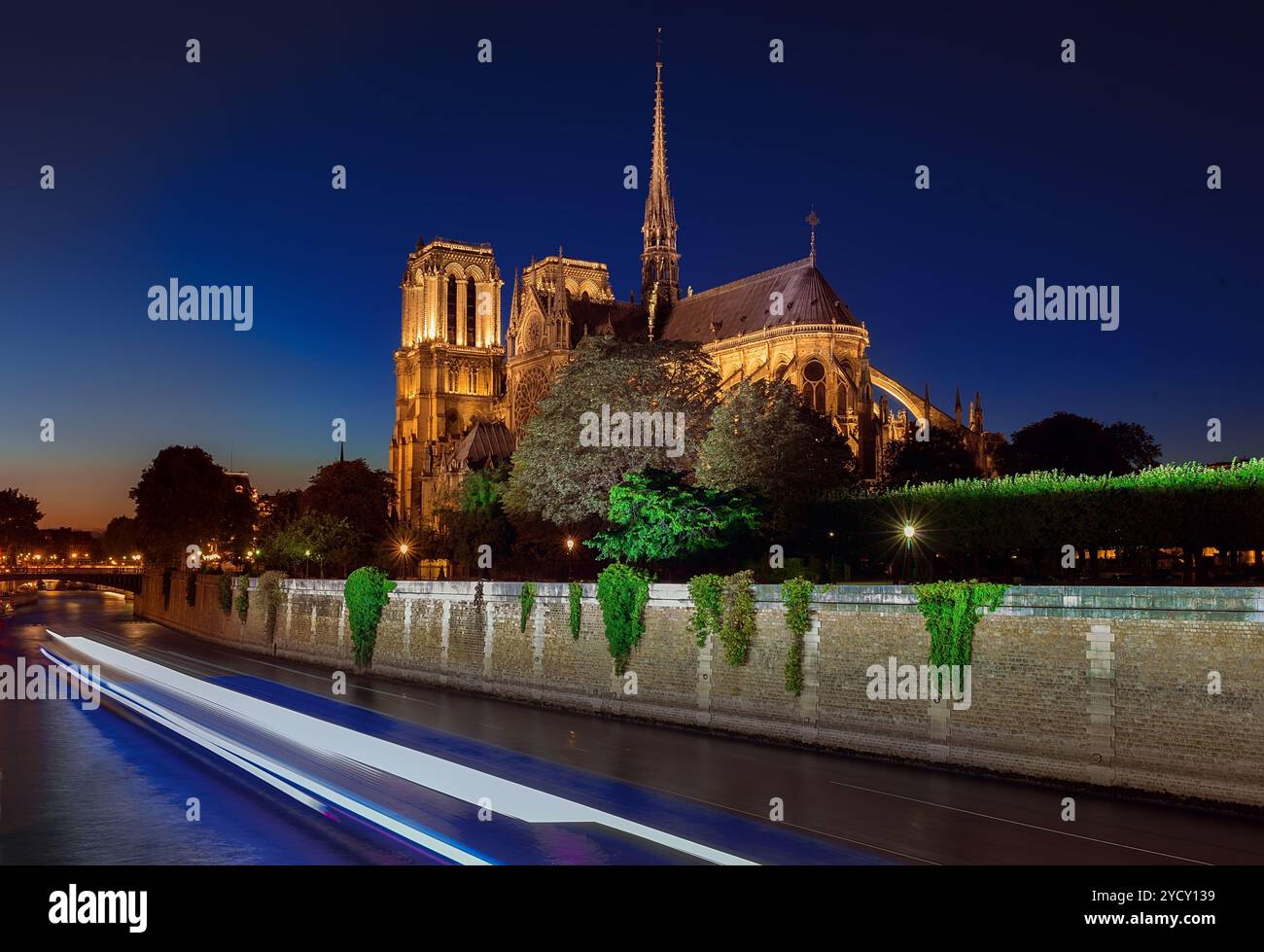 Notre Dame cathedral at night Stock Photo - Alamy
