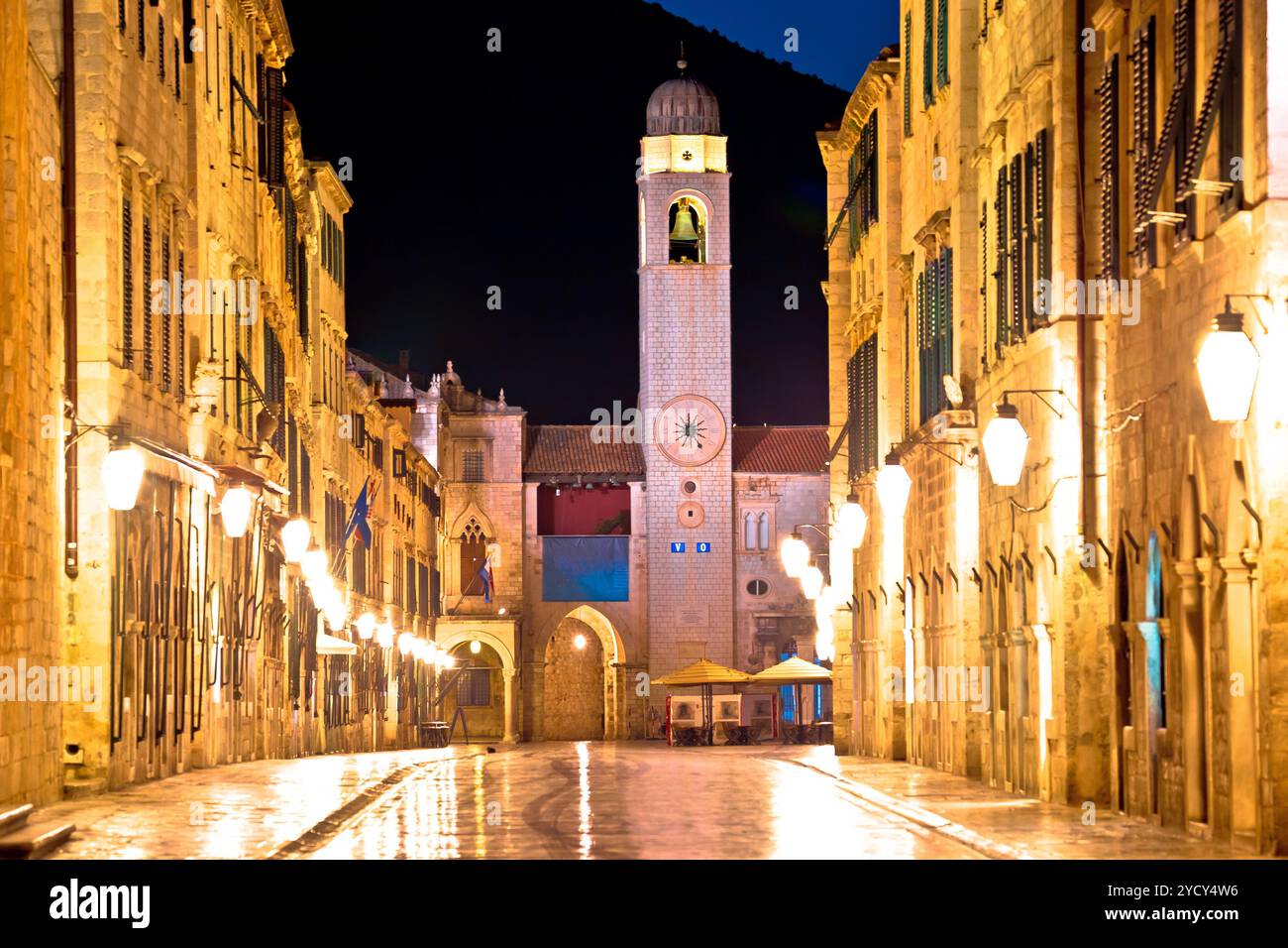 Famous Stradun street in Dubrovnik night