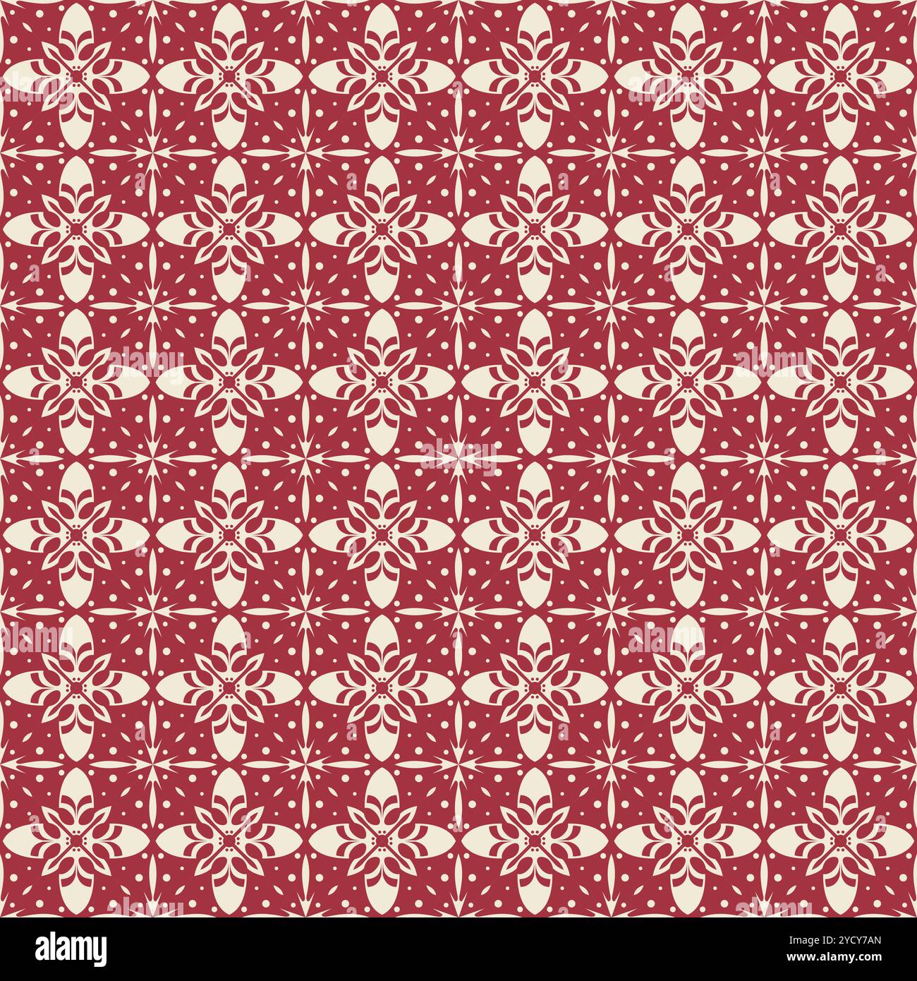 Tile Pattern With Maroon Color. Talavera Vector Design Stock Vector