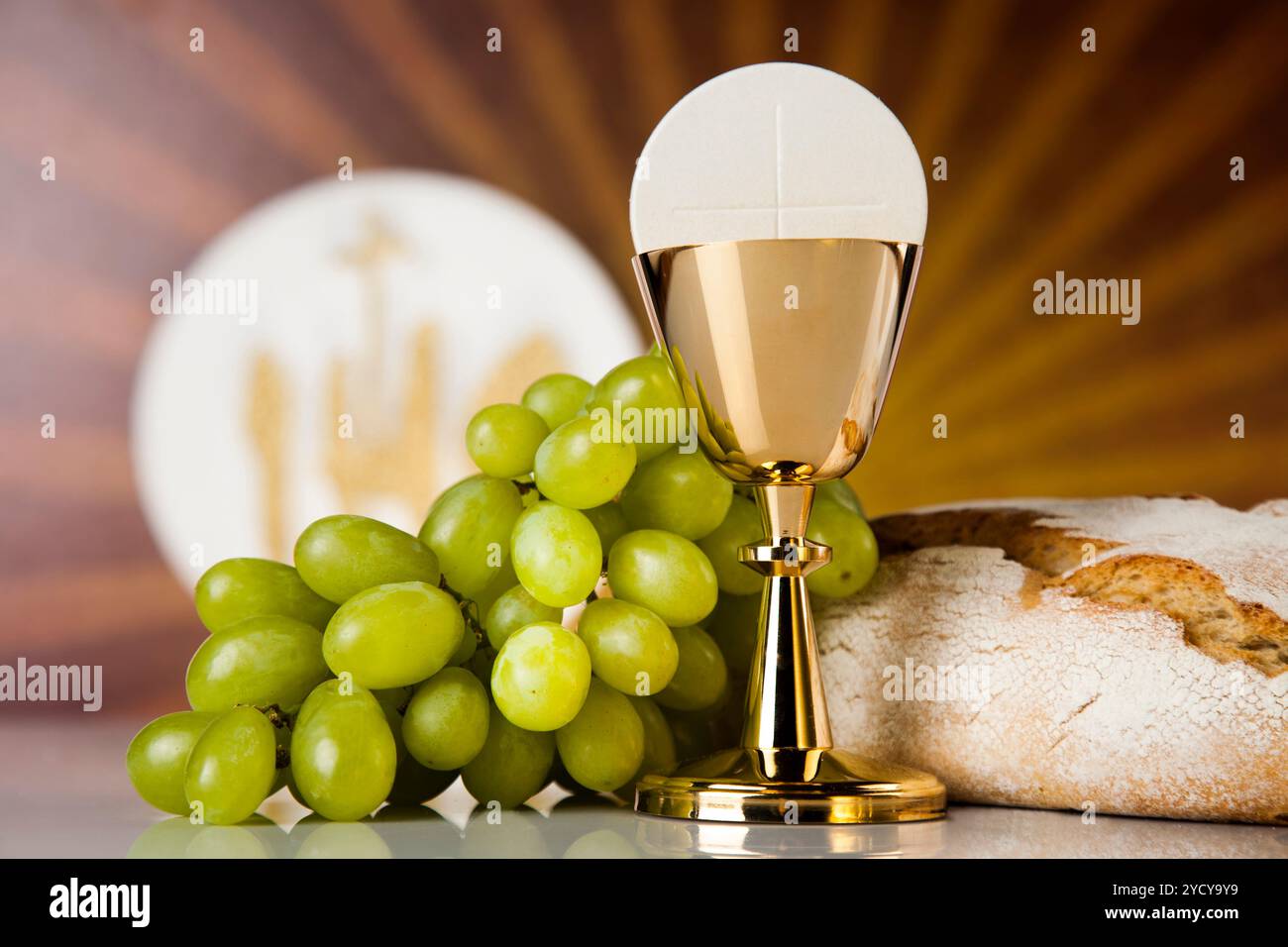 Holy Communion Bread, Wine for christianity religion Stock Photo - Alamy