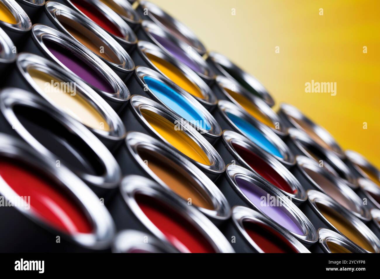 Creativity concept group of tin metal cans with color paint Stock Photo ...