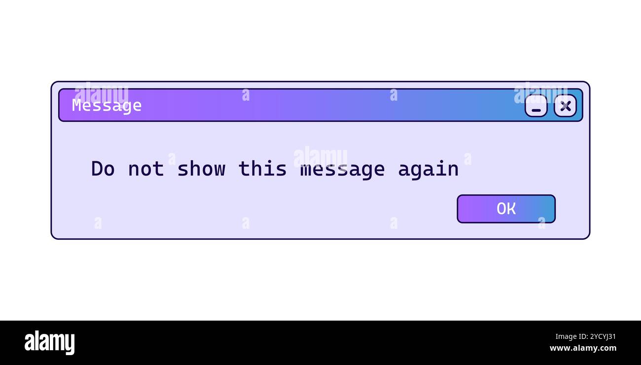 Old error message with gradient in purple color. Stock Vector