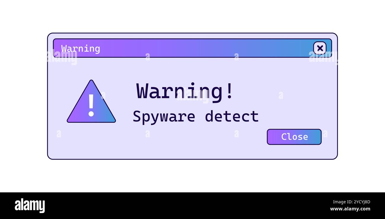 Warning digital message in retro style with gradient. Stock Vector