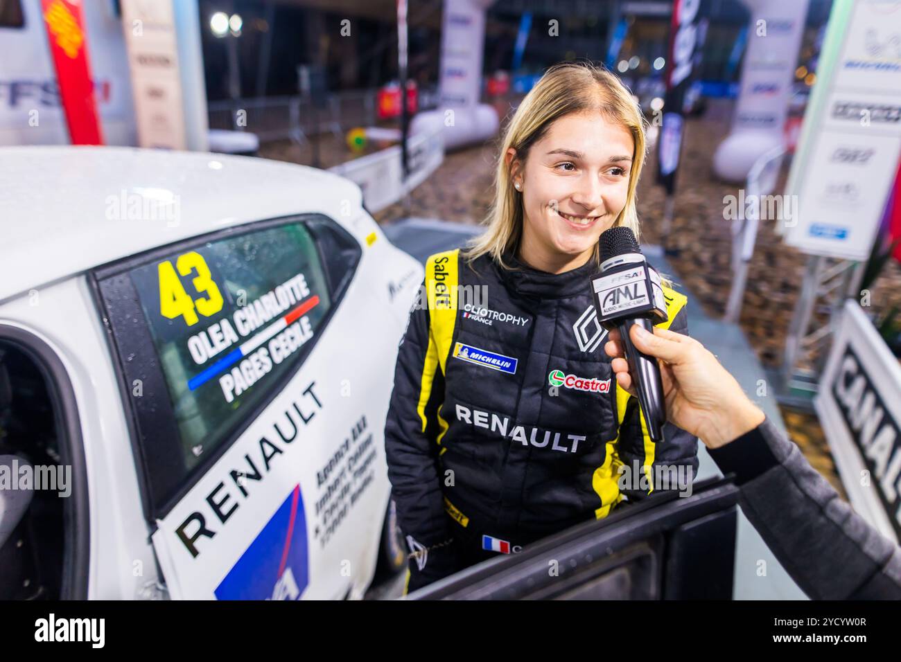 Montpellier, France. 24th Oct, 2024. OLEA Charlotte, PAGES Cecile, Renault Clio Rally5, portrait during the Critérium des Cévennes 2024, 8th round of the Championnat de France des Rallyes 2024, from October 25 to 28 in Montpellier, France - Photo Bastien Roux/DPPI Credit: DPPI Media/Alamy Live News Stock Photo