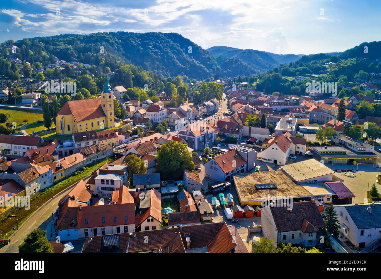 Aerial view medieval town hills hi-res stock photography and images - Alamy