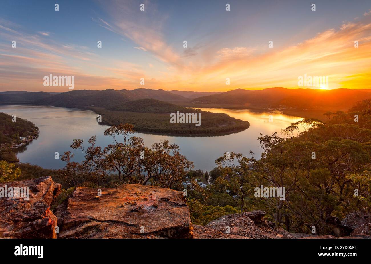 Sunset views across the river bend Stock Photo