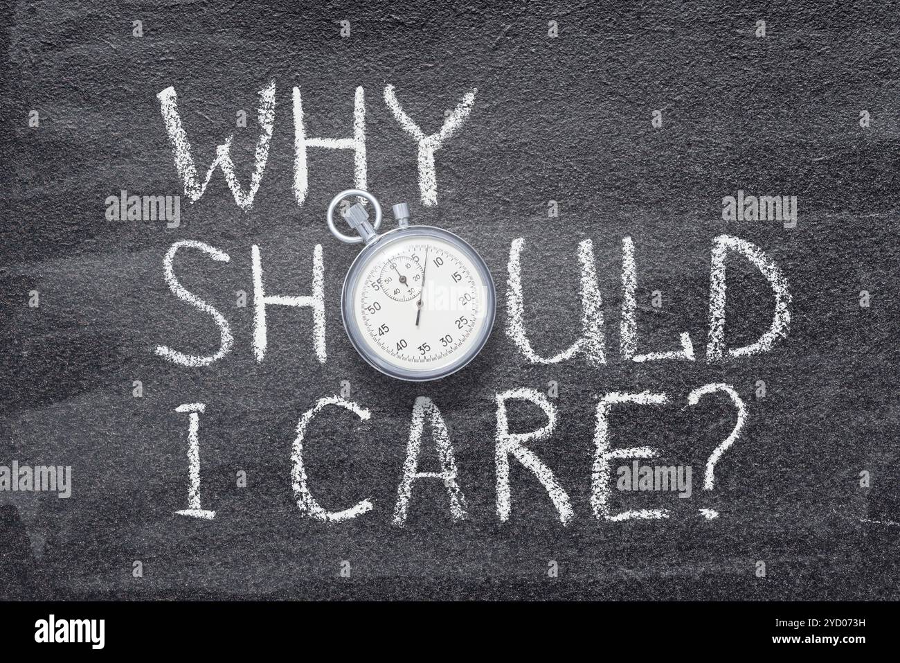why should I care question handwritten on chalkboard with vintage ...