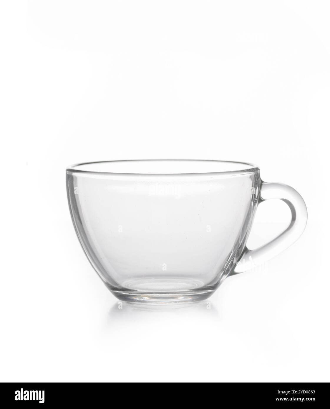 Empty glass tea cup. Isolated on white background. Stock Photo