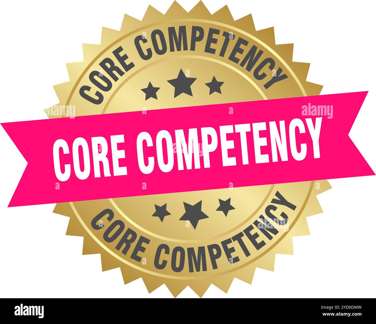 core competency round pink and gold label isolated on transparent background. core competency Stock Vector