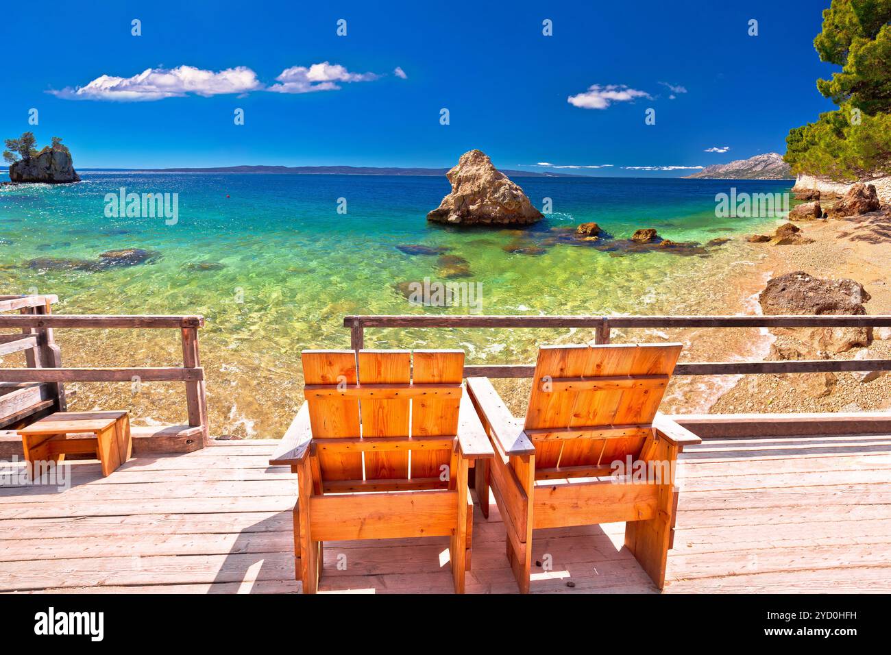 Relax deck chair by idyllic Adriatic beach Punta Rata beach in Brela Dalmatia Croatia Stock Photo Alamy