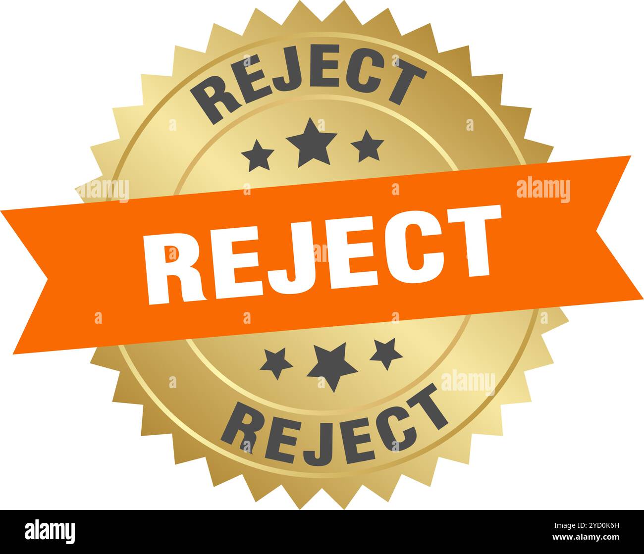 reject round orange and gold label isolated on transparent background ...