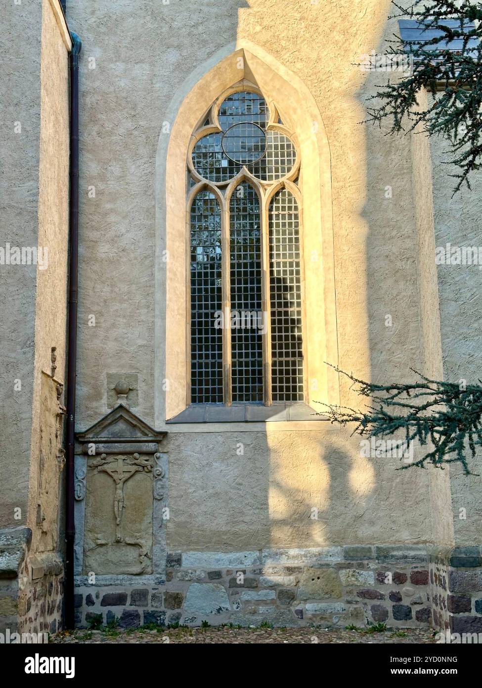 A window of the Stadtkirche Wittenberg in Lutherstadt Wittenberg - Smartphone Captured Stock Image