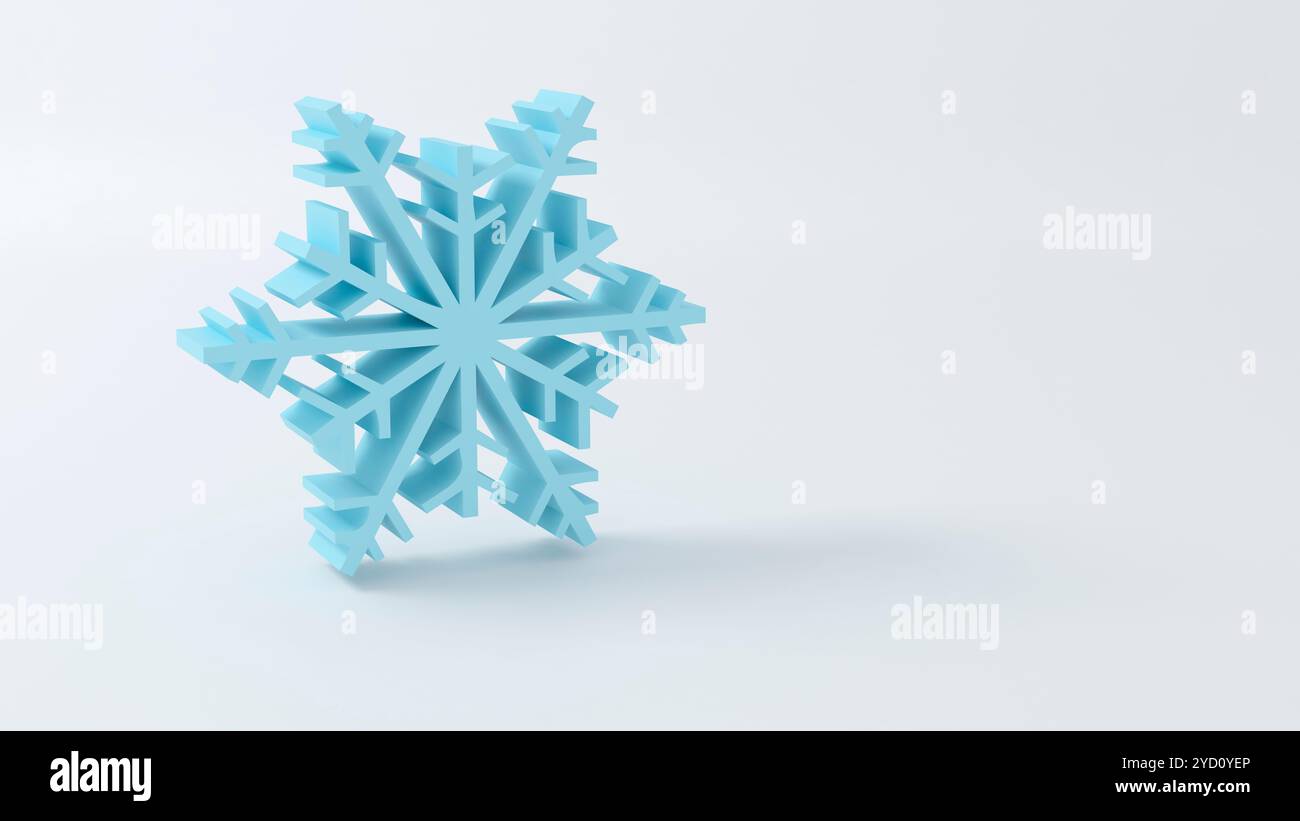 Blue snowflake Isolated on white background. 3d illustration Stock ...