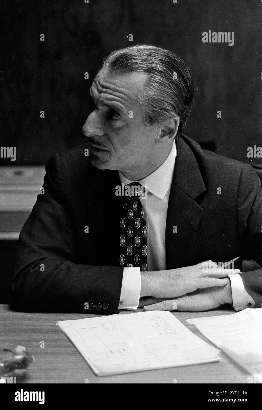 Argentine advertising tycoon Ricardo De Luca during a press interview in Buenos Aires, Argentina, May 19, 1970. Stock Photo