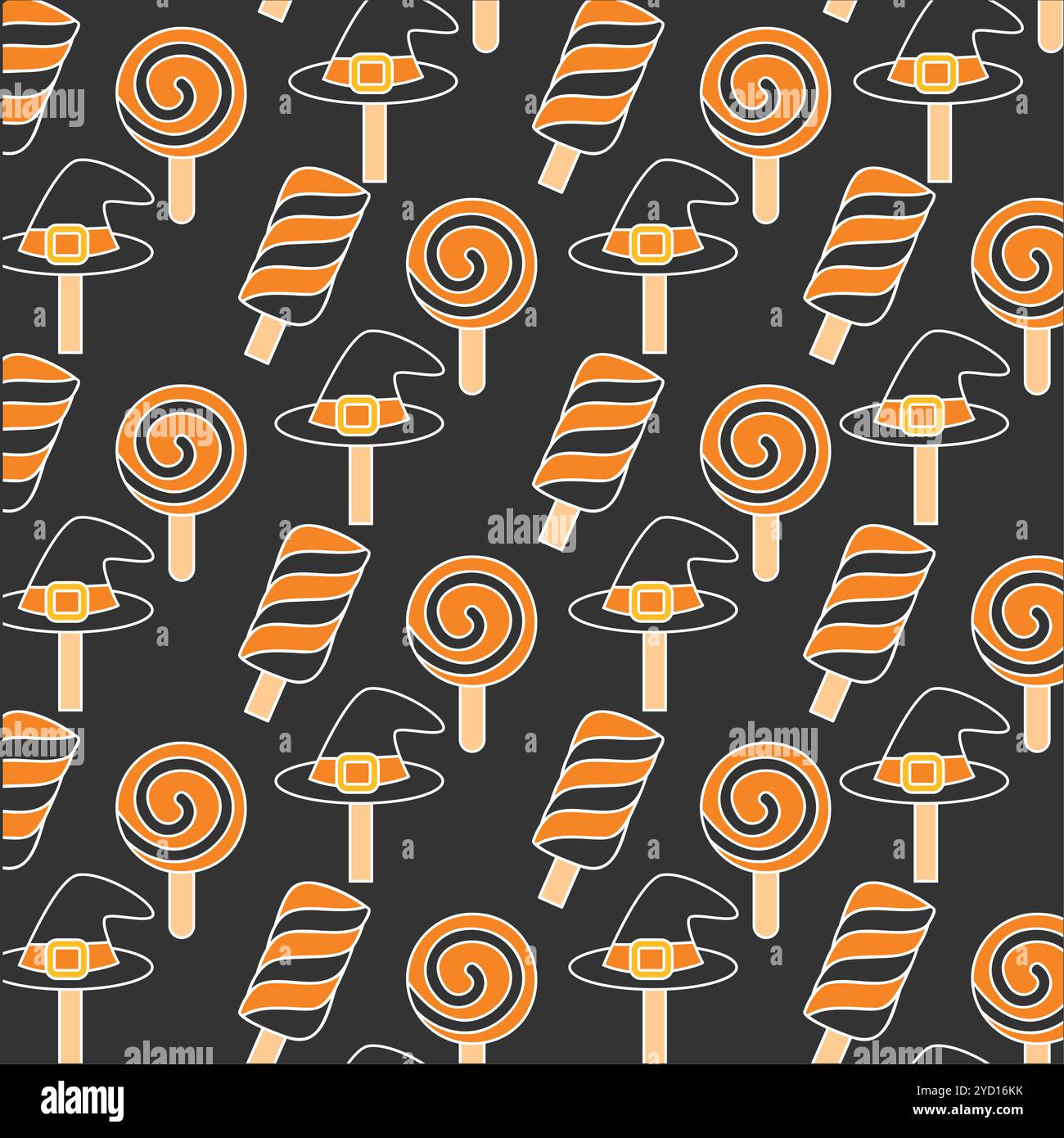 Halloween lollipops and witch hats seamless pattern Vector Stock Vector ...