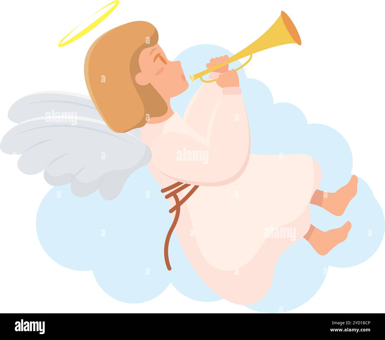 Cute angel with halo flying among clouds Vector Stock Vector Image ...