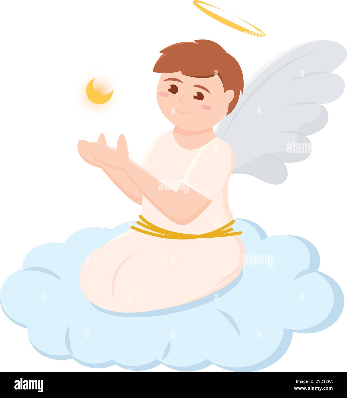 Cute angel with halo flying among clouds Vector Stock Vector Image ...