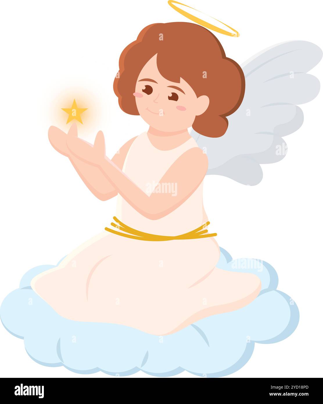 Cute angel with halo flying among clouds Vector Stock Vector Image ...