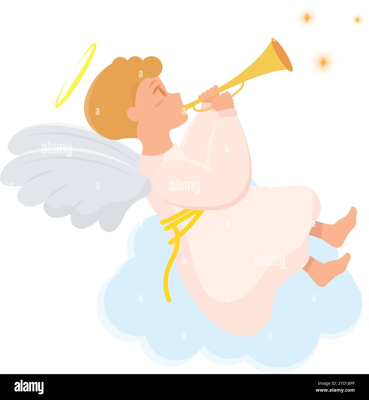 Cute angel with halo flying among clouds Vector Stock Vector Image ...
