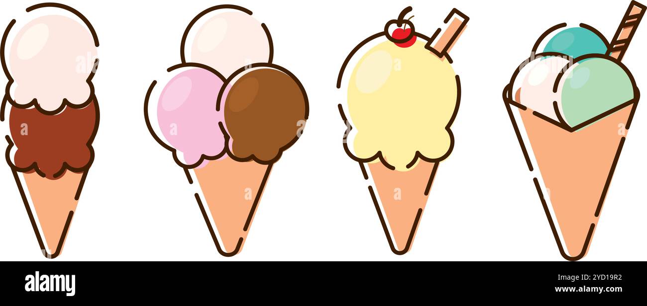 Set of colored ice cream cone icons Vector Stock Vector Image & Art - Alamy