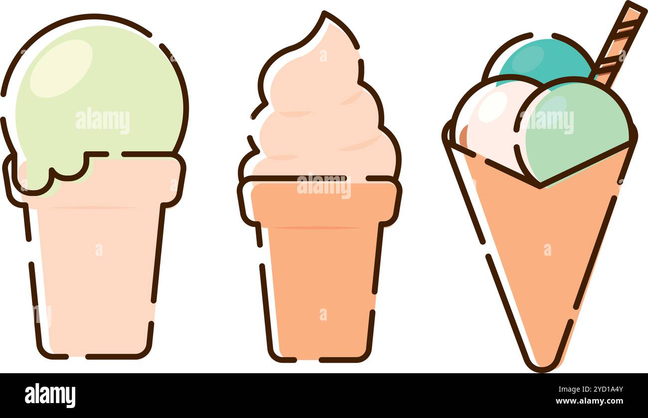 Set of colored ice cream cone icons Vector Stock Vector Image & Art - Alamy