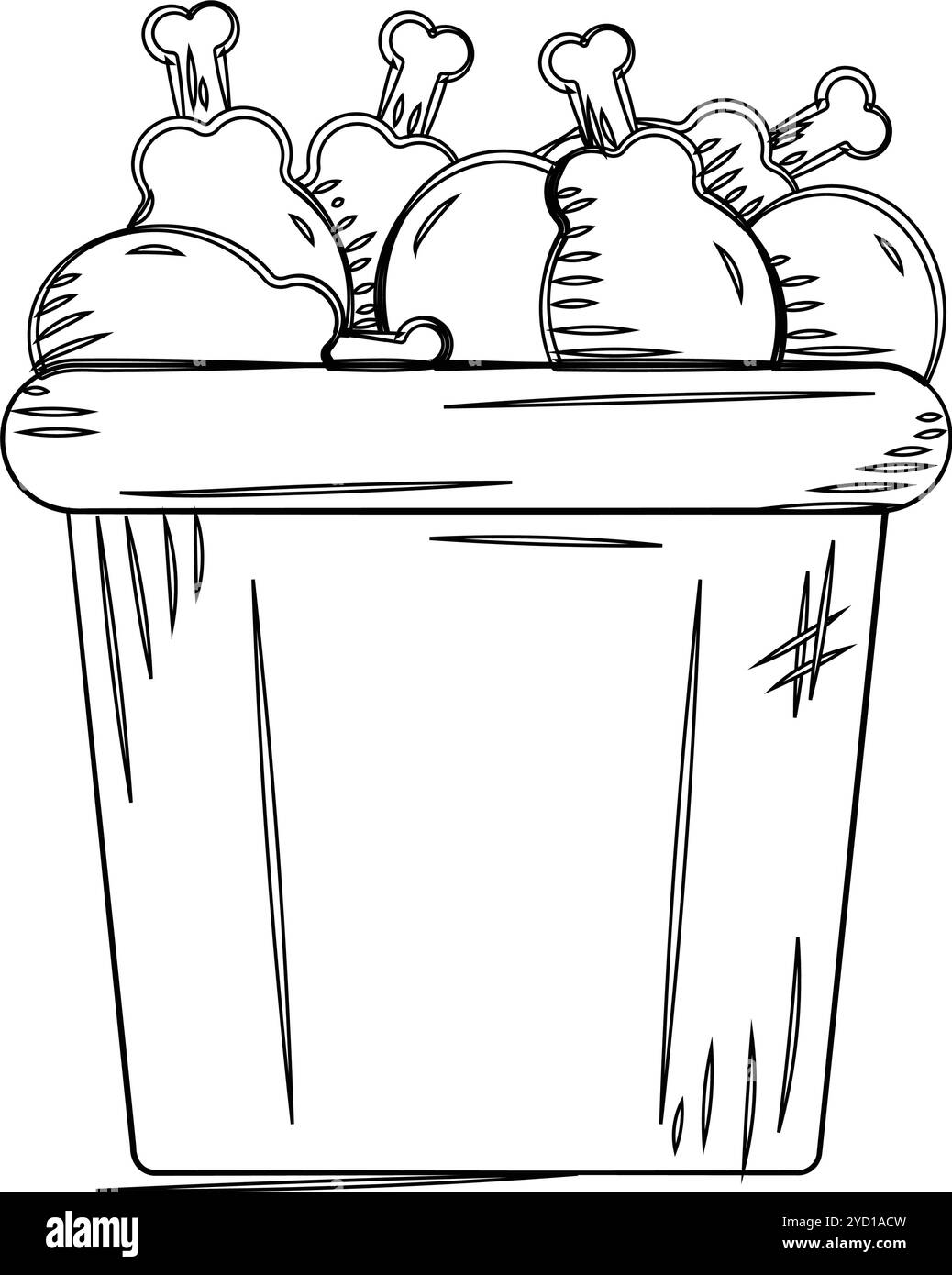 Hand-drawn fried chicken bucket with drumsticks Vector Stock Vector