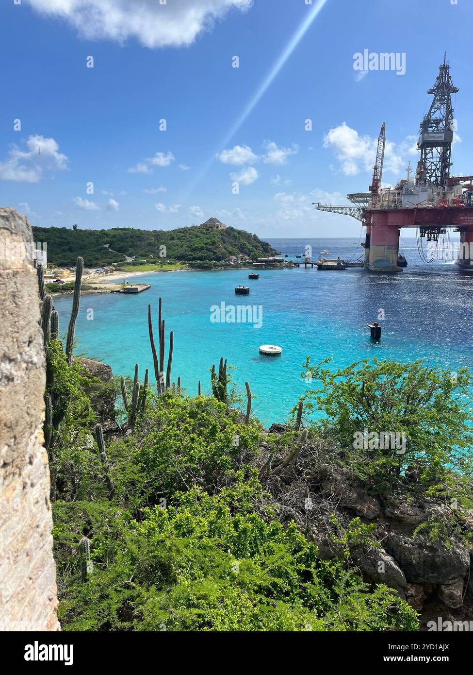 A beautiful view of a blue ocean on the coast of Curaçao - Smartphone Captured Stock Image