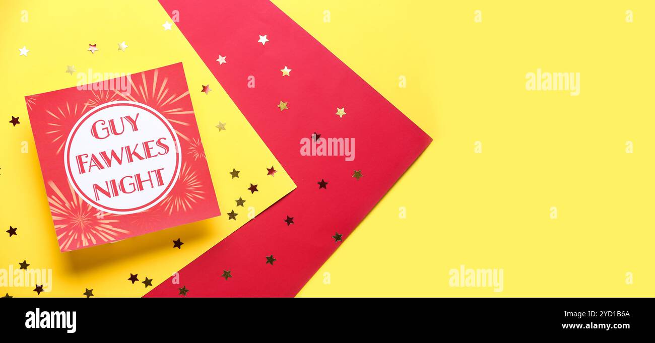 Greeting card for Guy Fawkes night on color background with space for ...