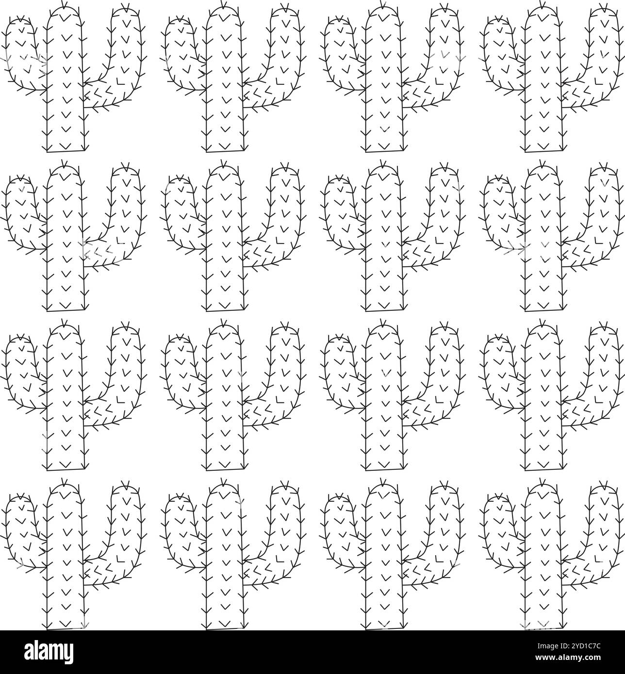 Mexican cactus in doodle style. Simple seamless pattern. Vector illustration. Stock Vector