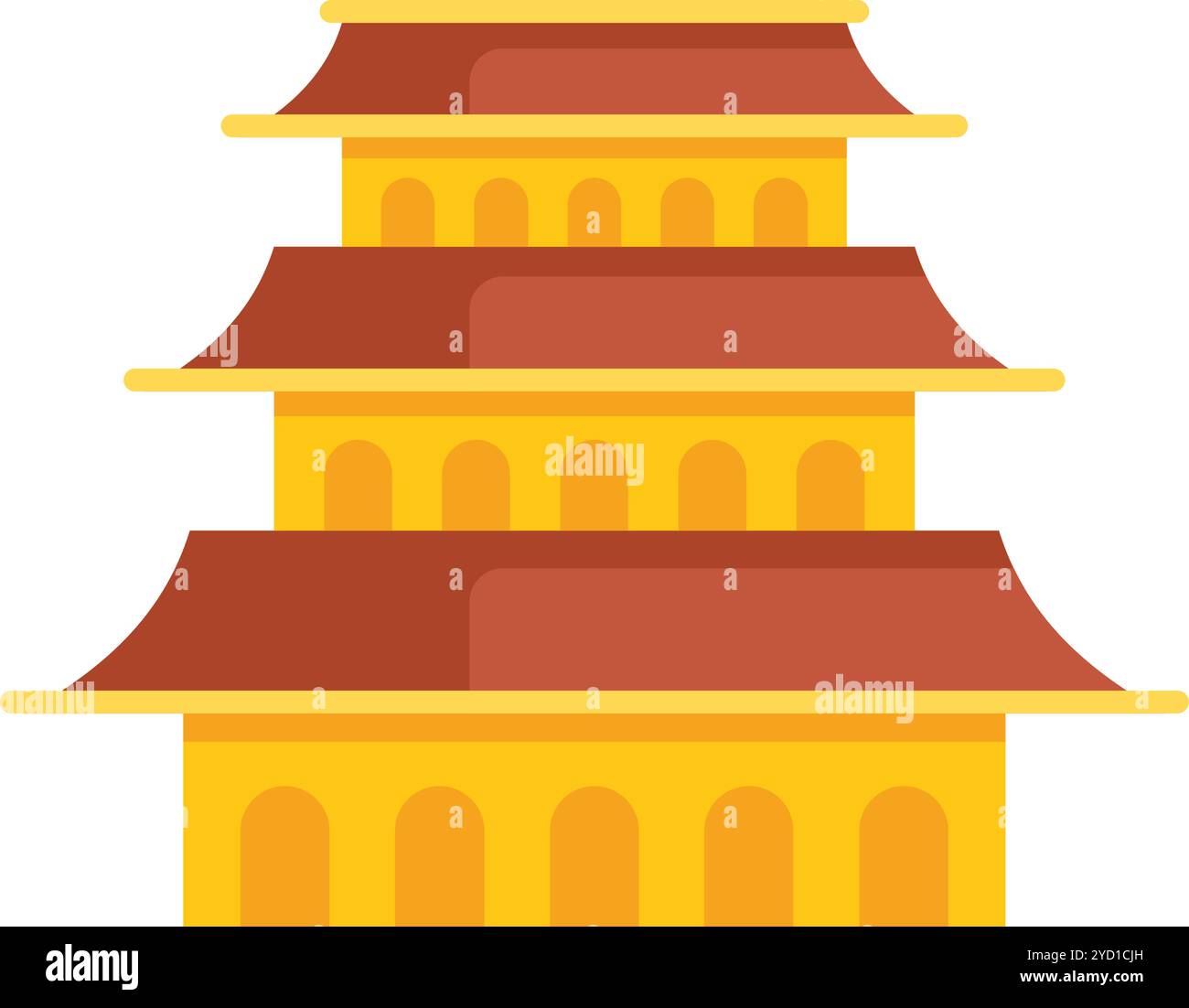 This vector illustration features a multi tiered buddhist temple ...