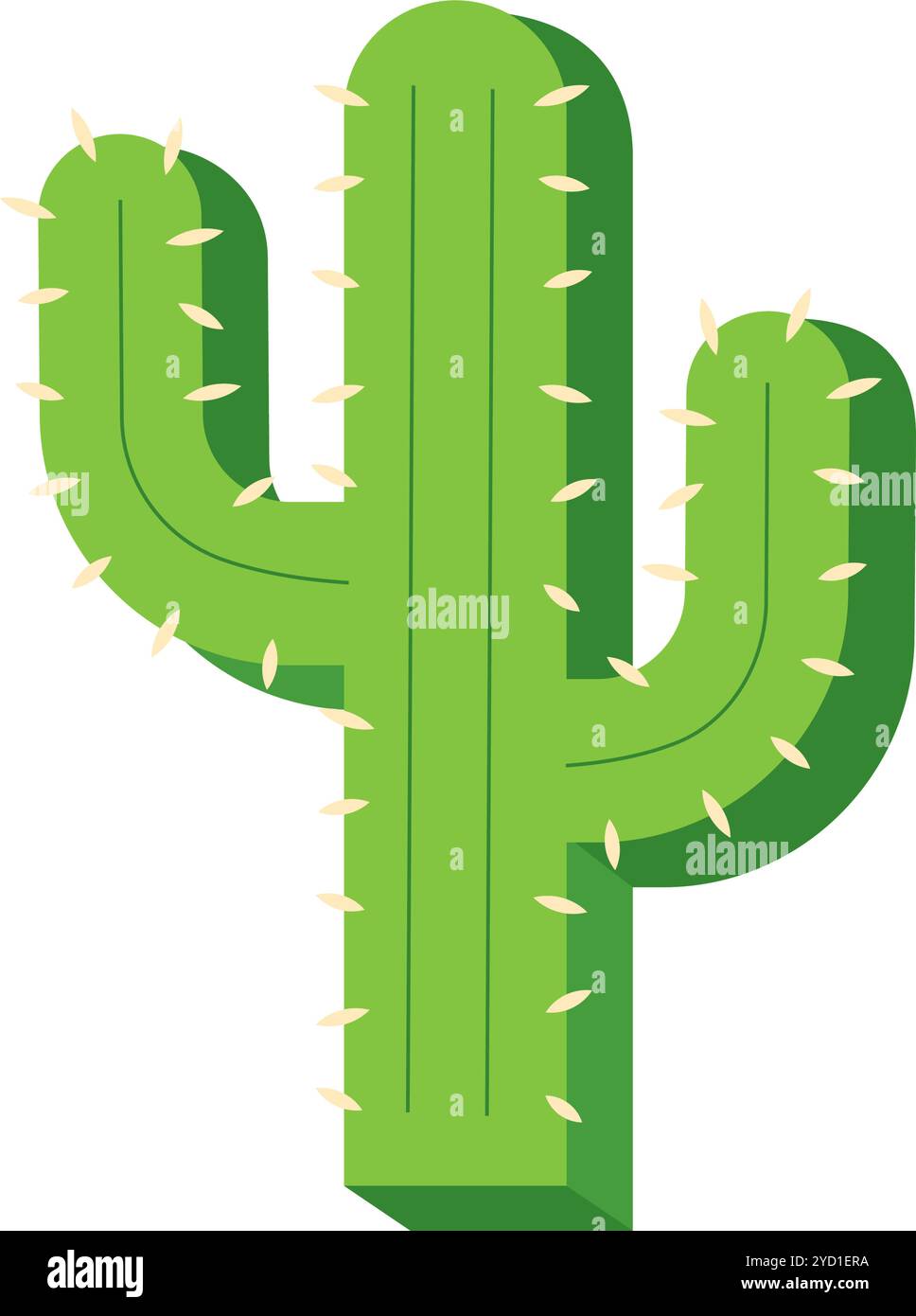 Flat saguaro cactus icon in vibrant green with thorns Vector Stock ...