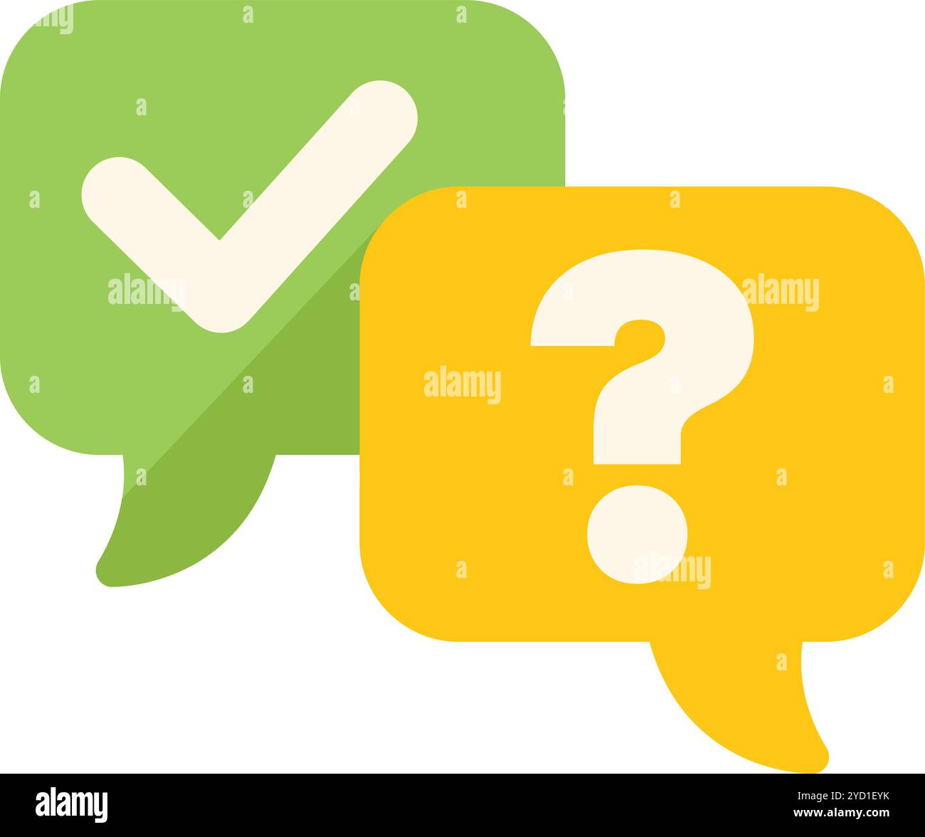 Two speech bubbles representing a question being asked and answered Stock Vector