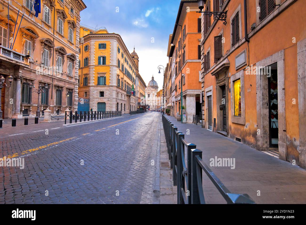 Sold Rome Street Colorful empty street of Rome dawn view Stock Photo - Alamy