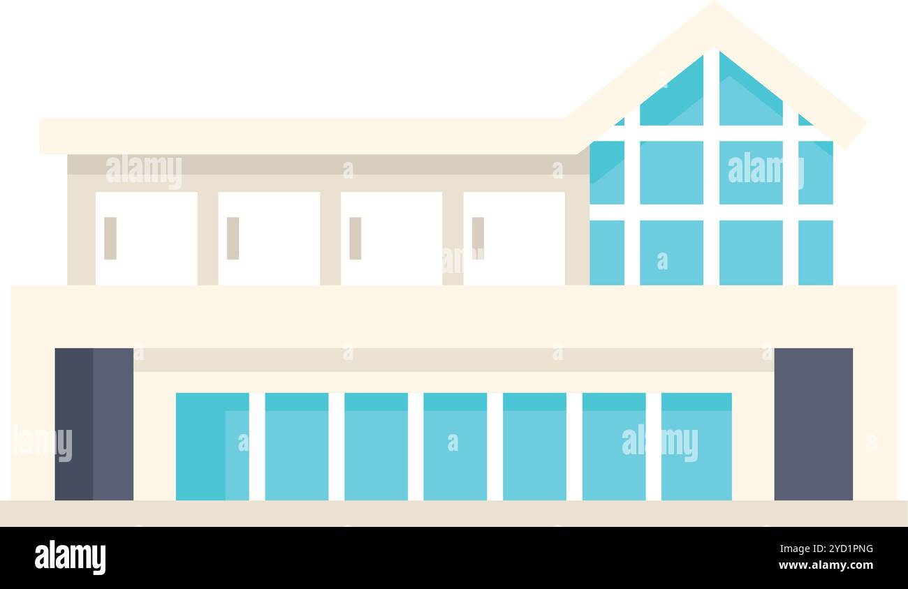 Minimalist illustration featuring a modern house with large windows ...