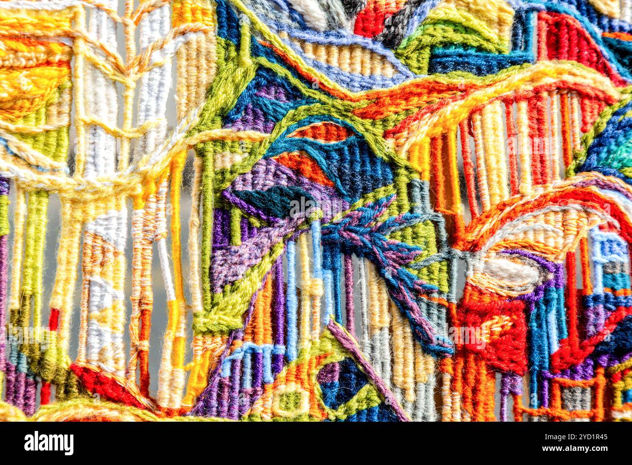 Woolen multicolored threads texture as background Stock Photo