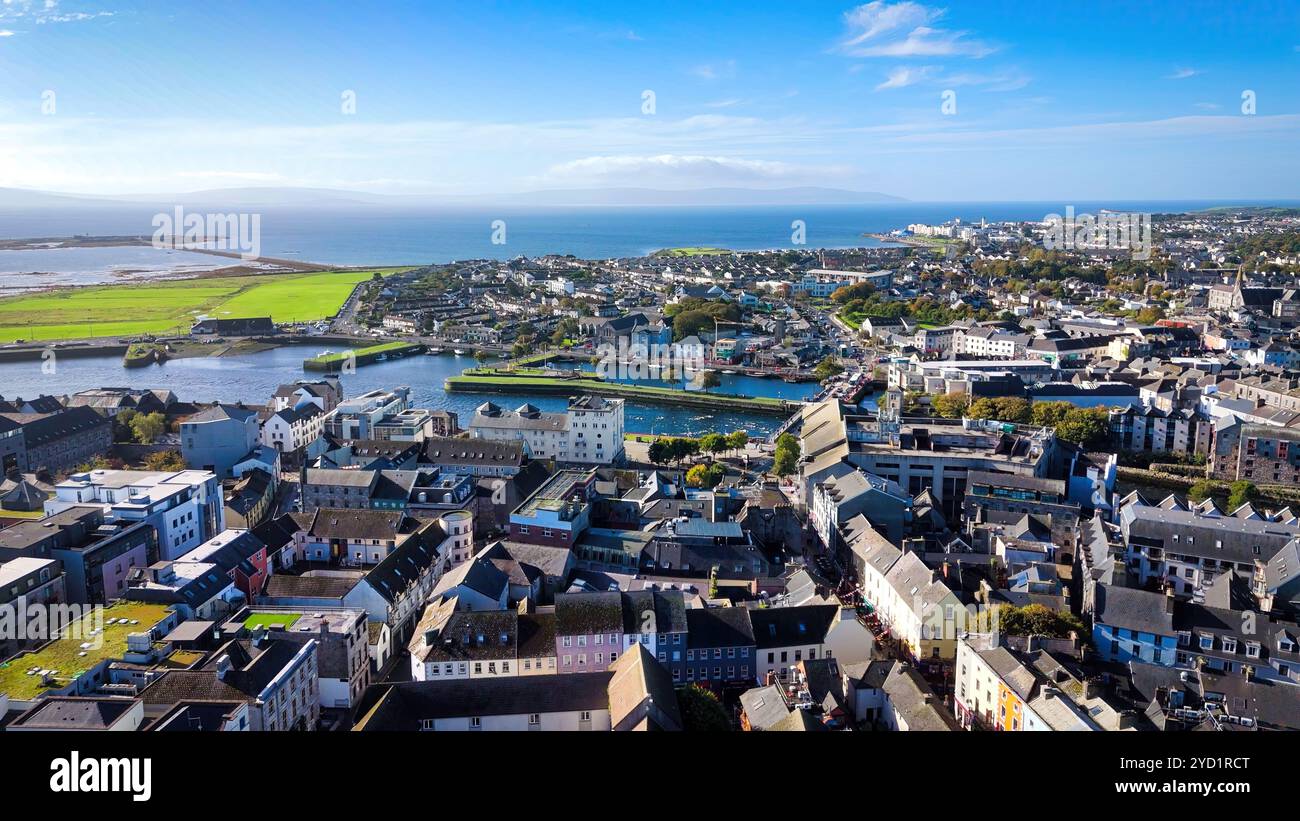 City of Galway Ireland aerial view over the Claddagh district Stock ...