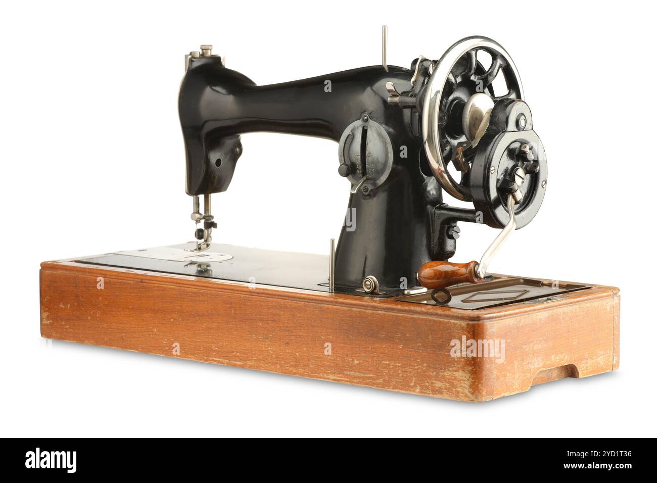 One vintage sewing machine isolated on white Stock Photo - Alamy
