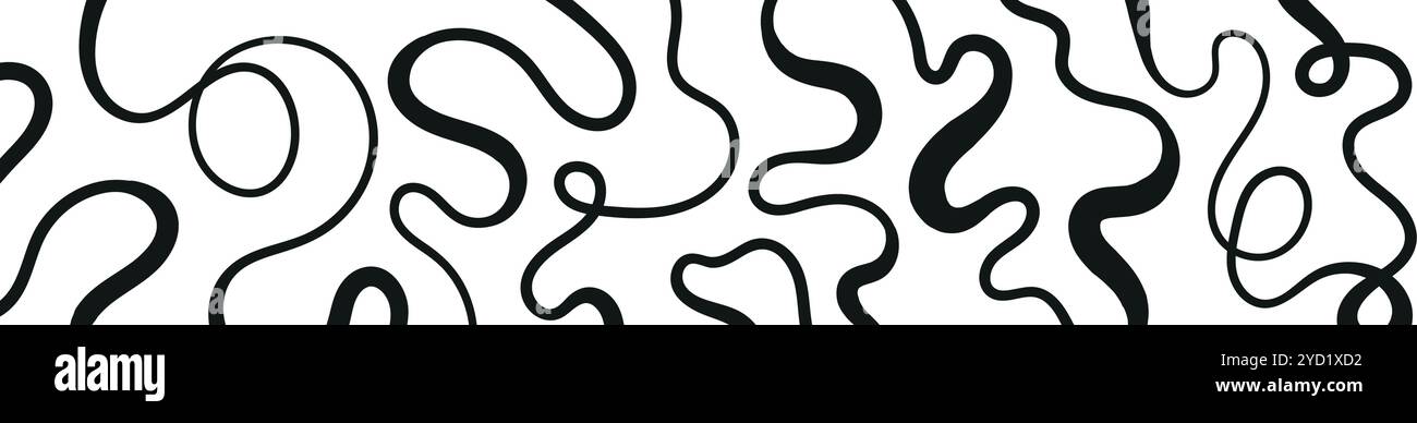 Fun pattern with abstract shapes, squiggle lines, and scribble textures. Flat vector illustration isolated on white background. Stock Vector