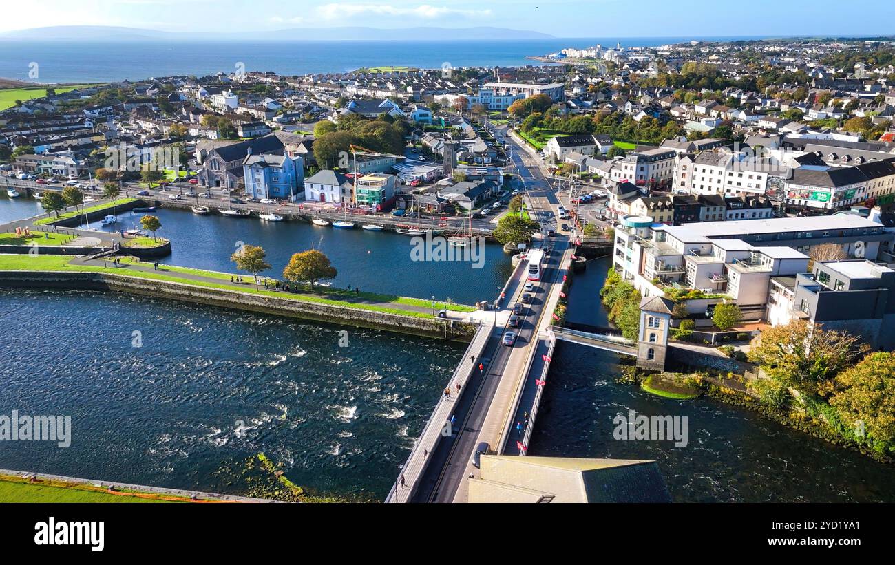 City of Galway Ireland aerial view over the Claddagh district Stock ...