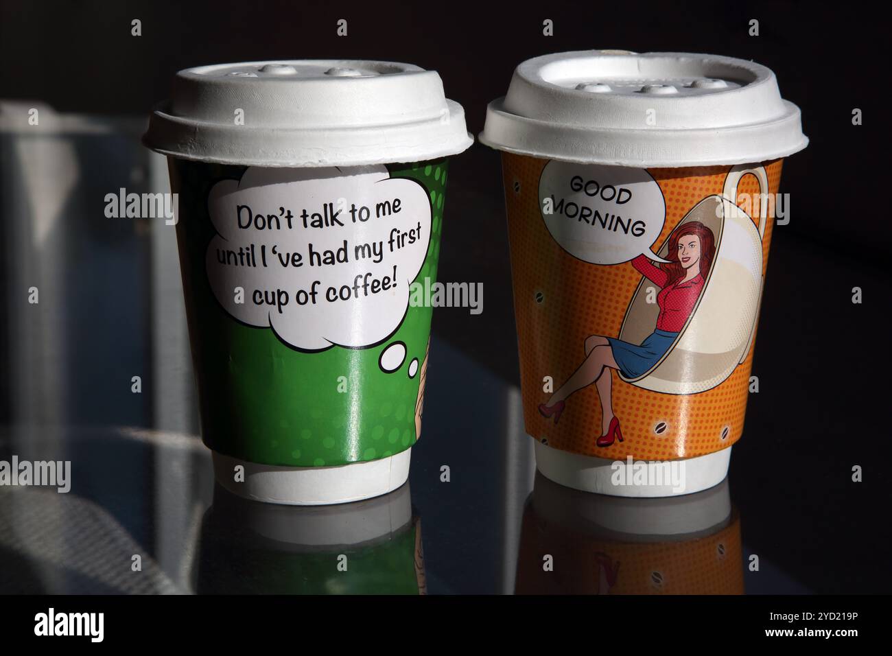 Pop Art Disposable Coffee Cups Stock Photo