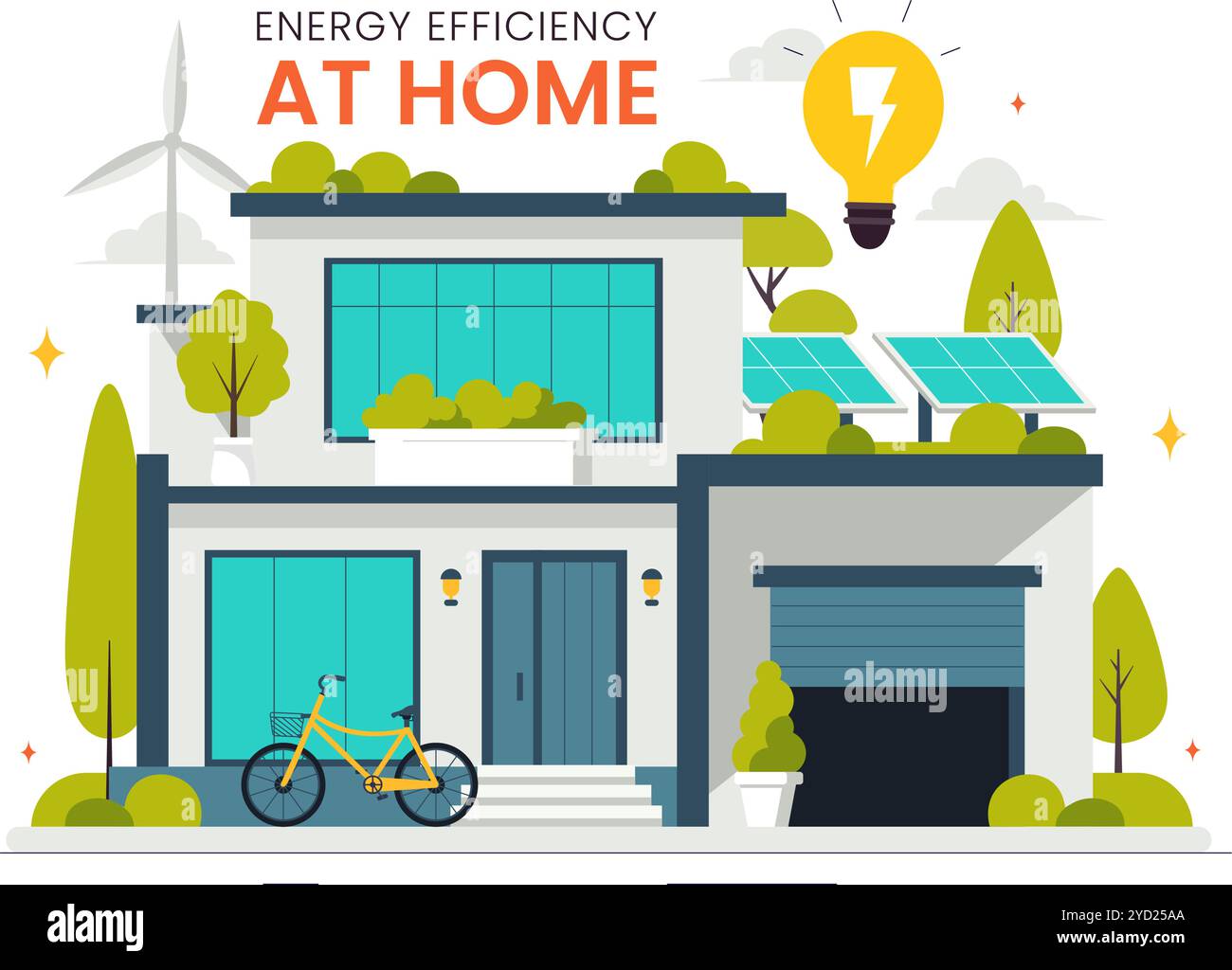 Energy Efficient at Home Vector Illustration of Smart House Technology ...