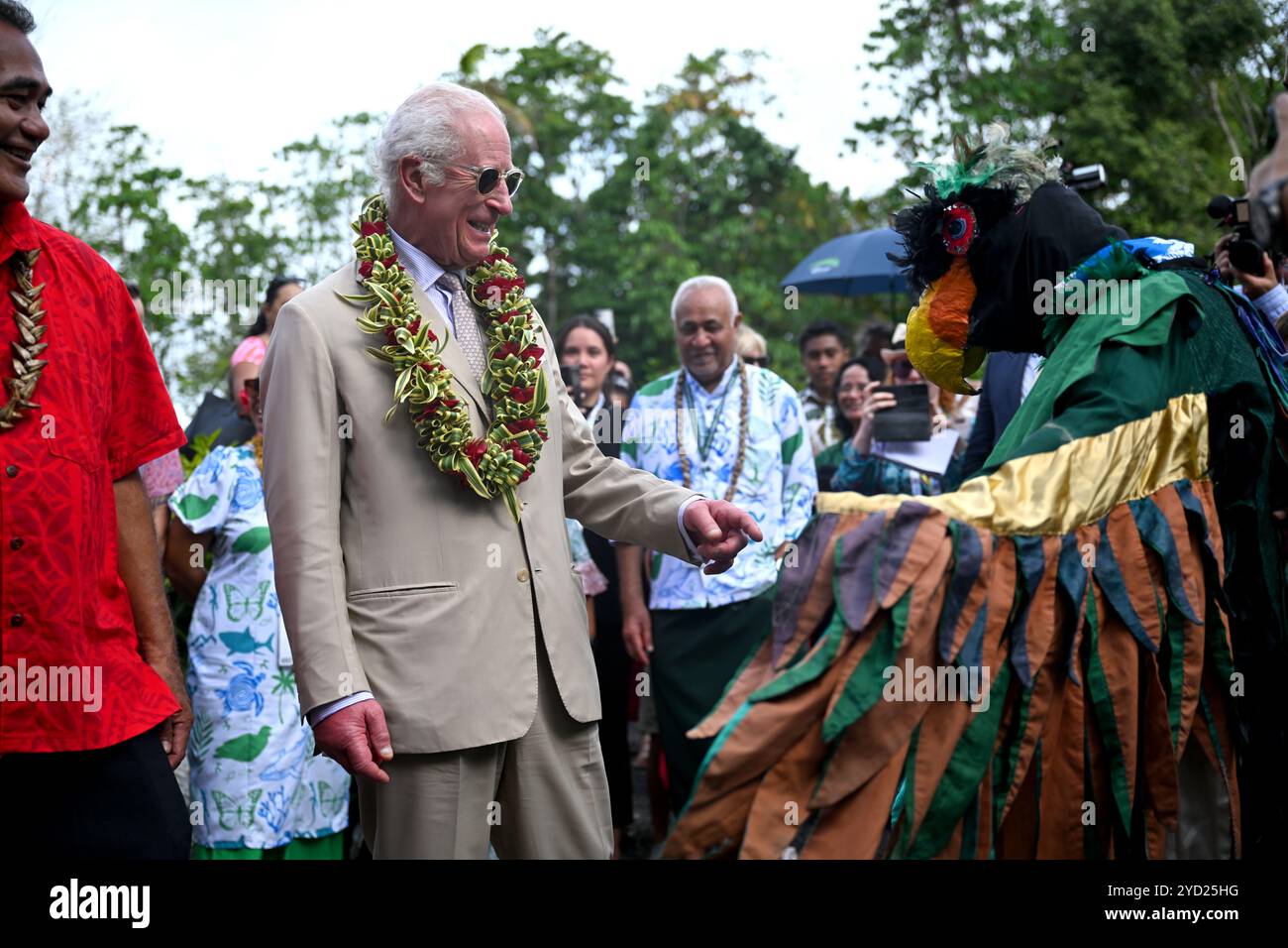 King Charles III meets a mascot of the national bird of Samoa, the ...