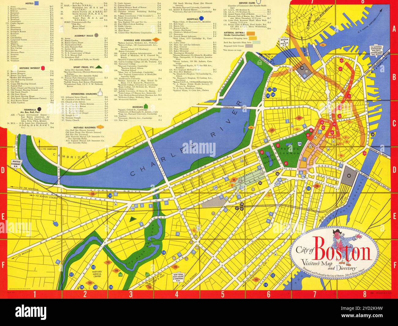 Vintage Detailed Boston City Map - Vintage Detailed Boston City Map Printable Download Travel Poster 2YD2KHW 