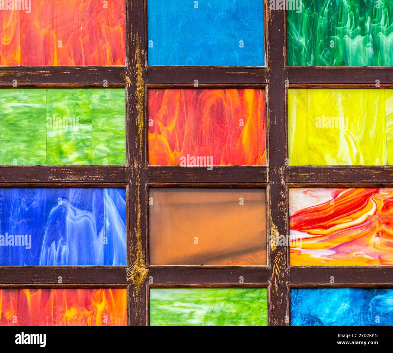 Wooden frame with colorful patterns for background Stock Photo