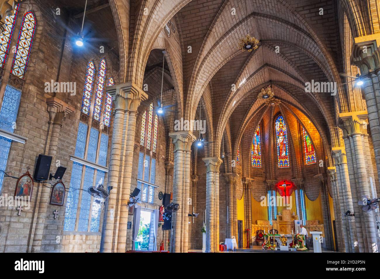 Interior of French Christ the King Cathedral also called Nha Trang Cathedral or Stone Church. Nha Trang, Vietnam - August 22, 2024 Stock Photo